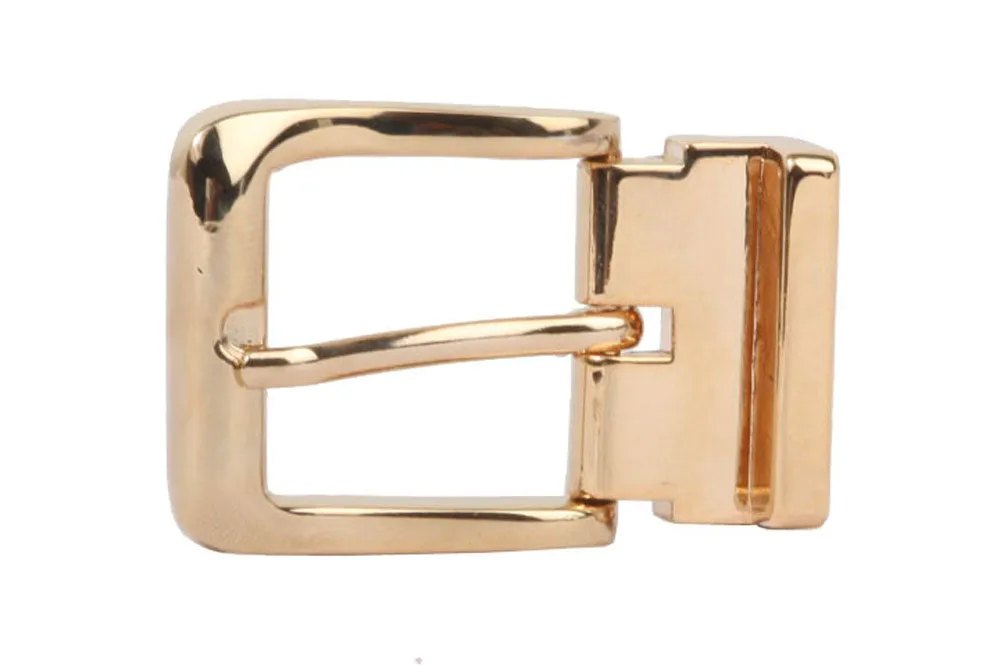 1 1/8 Inch Clamp On Single Loop Gold One Size Fits All Feather Edged Faux Leather Dress Belt