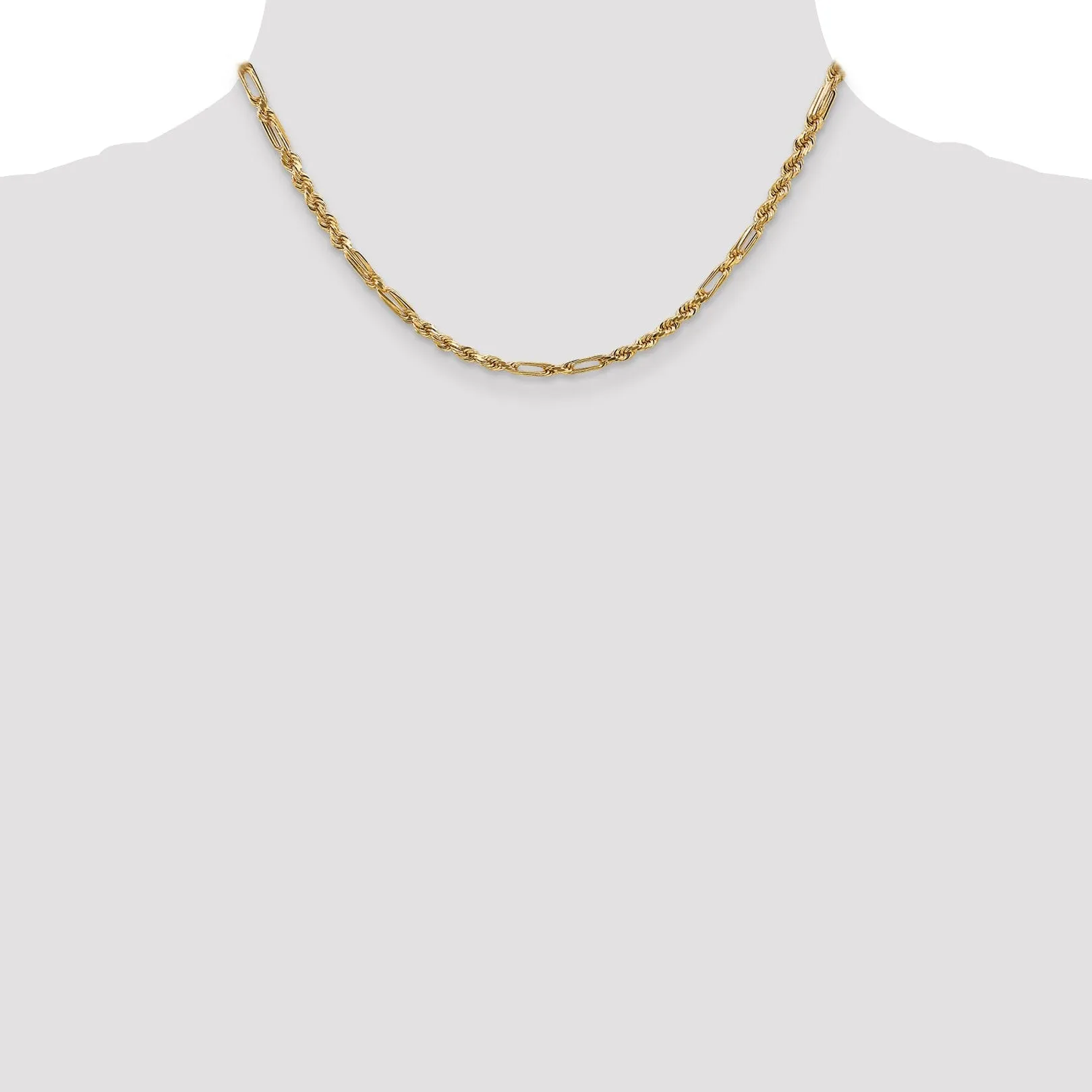 14k Yellow Gold 3.00mm D.C Milano Rope Chain