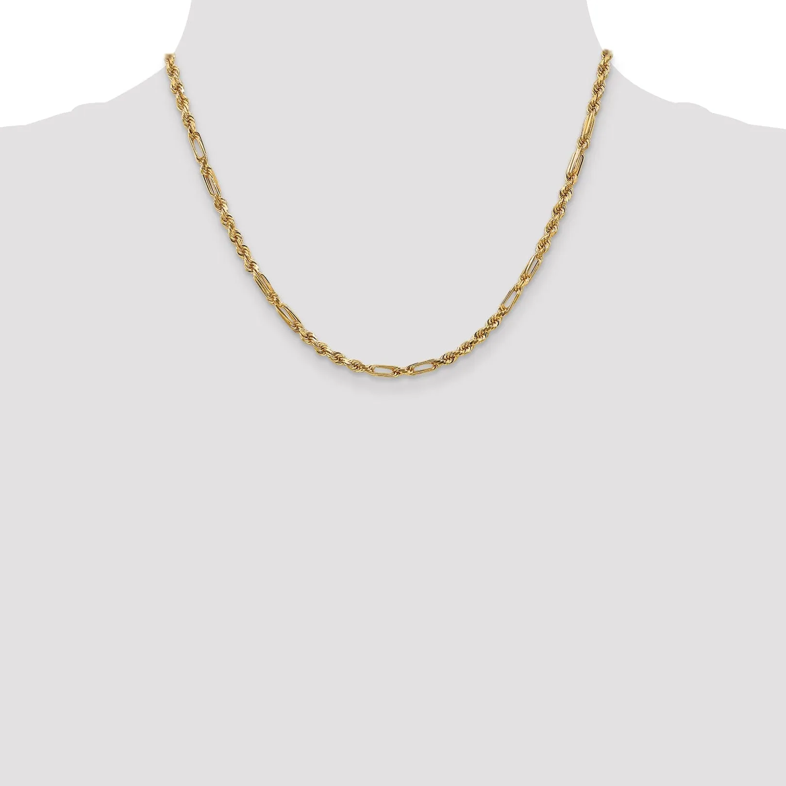 14k Yellow Gold 3.00mm D.C Milano Rope Chain