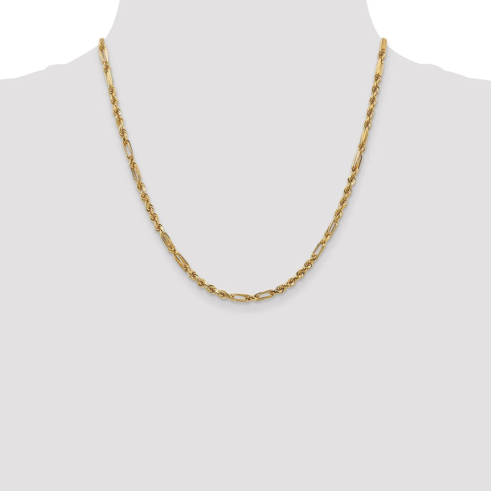 14k Yellow Gold 3.00mm D.C Milano Rope Chain