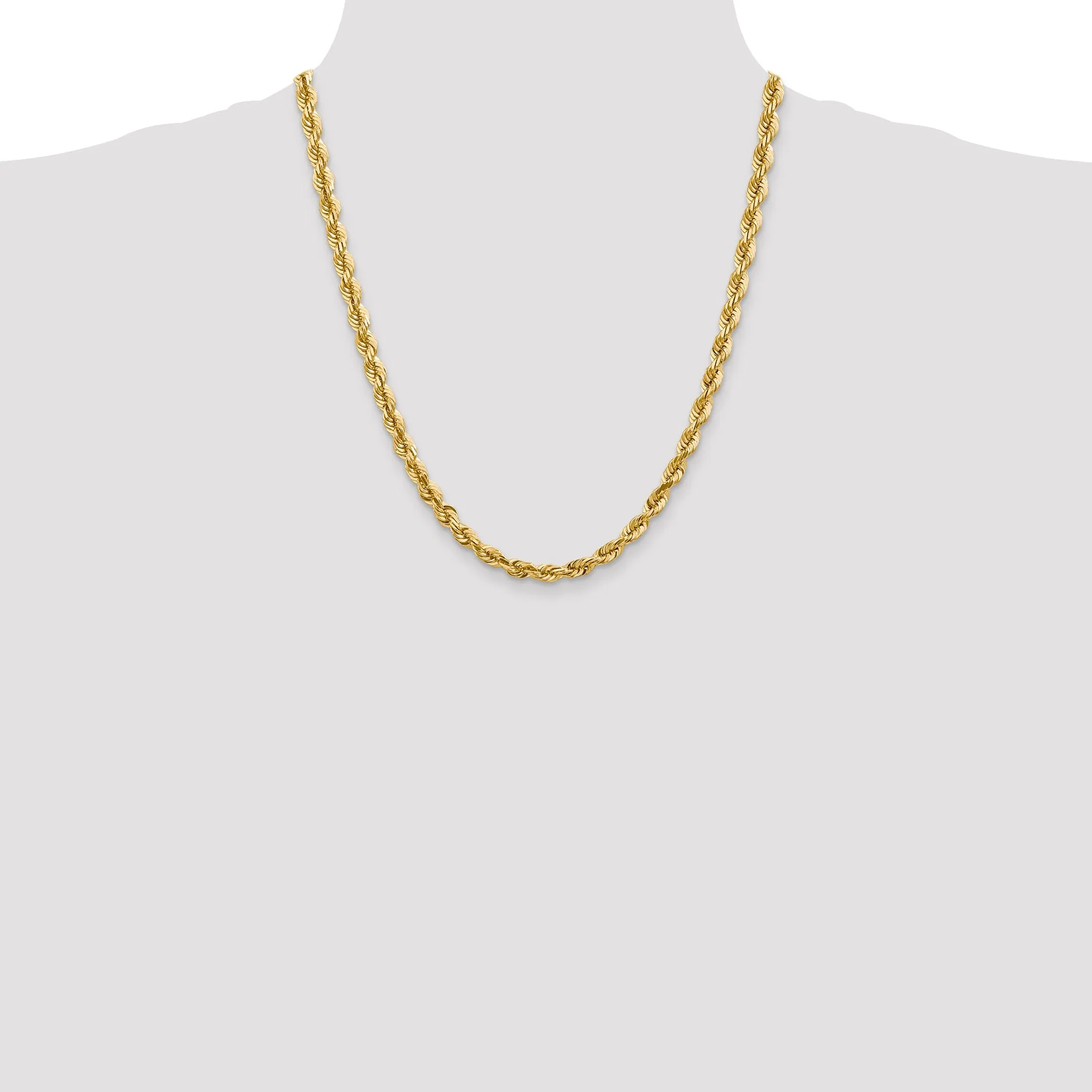 14k Yellow Gold 5.50mm Diamond Cut Rope Chain