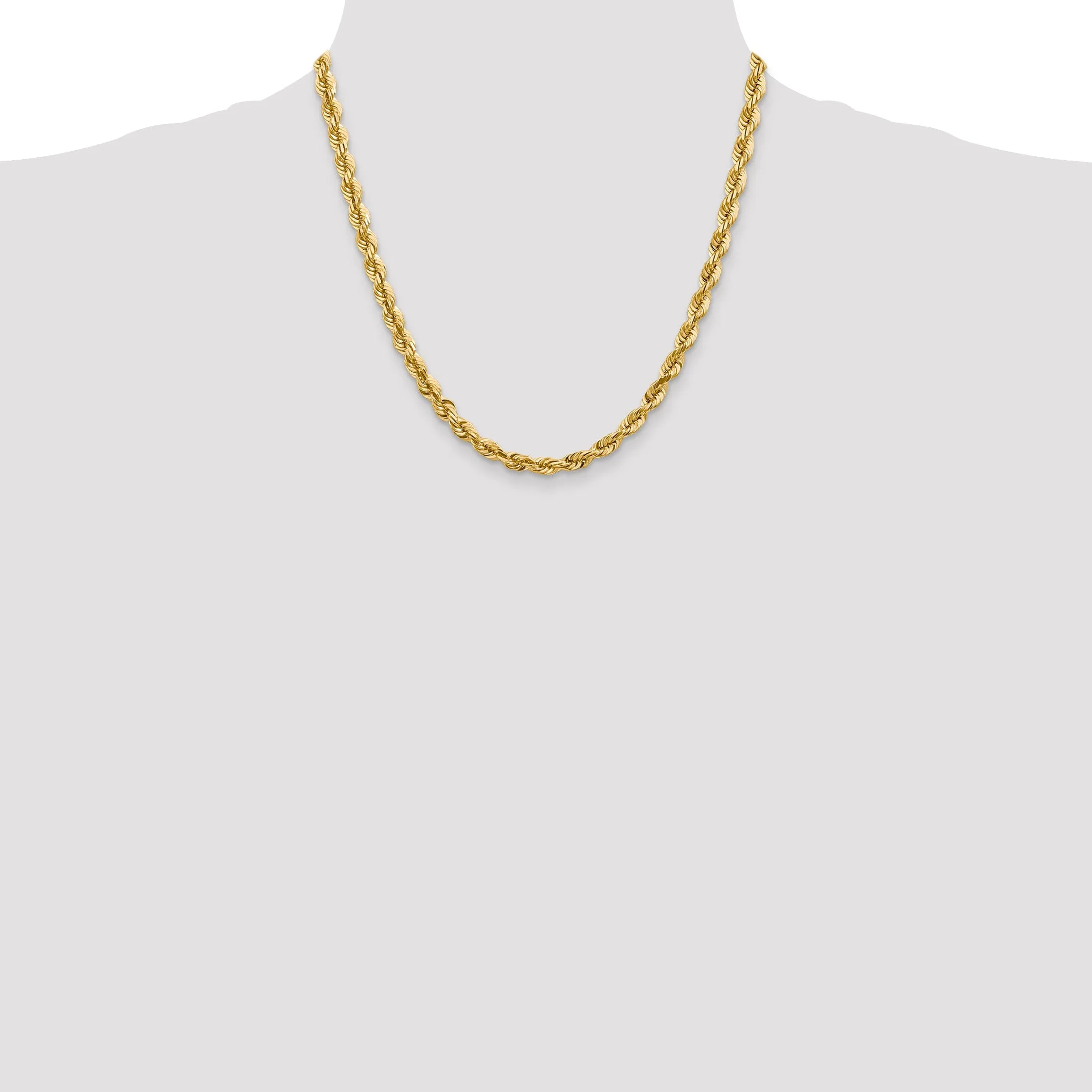 14k Yellow Gold 5.50mm Diamond Cut Rope Chain