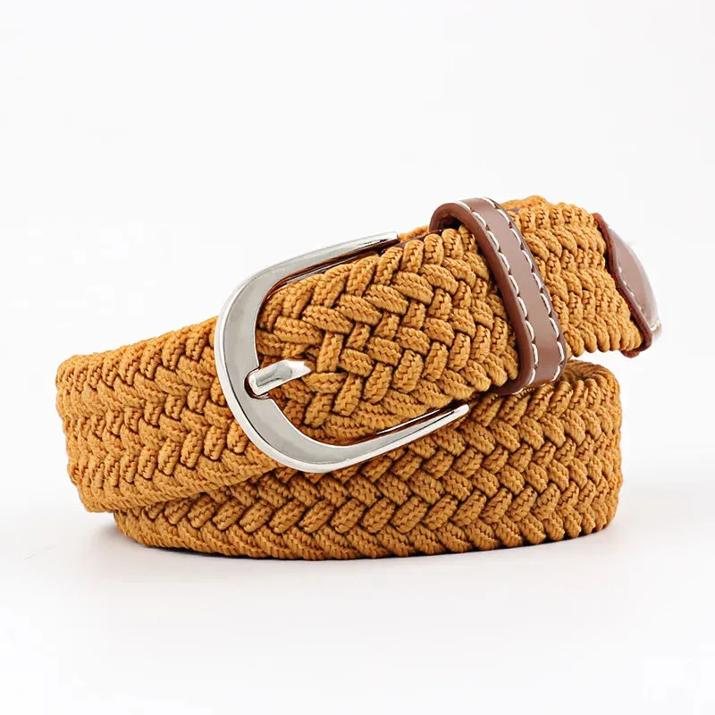 2.5cmx100cm Universal Needle Buckle Belt for Men and Women Canvas Elastic Jeans Belts Young Student Woven Canvas Thin Waistband