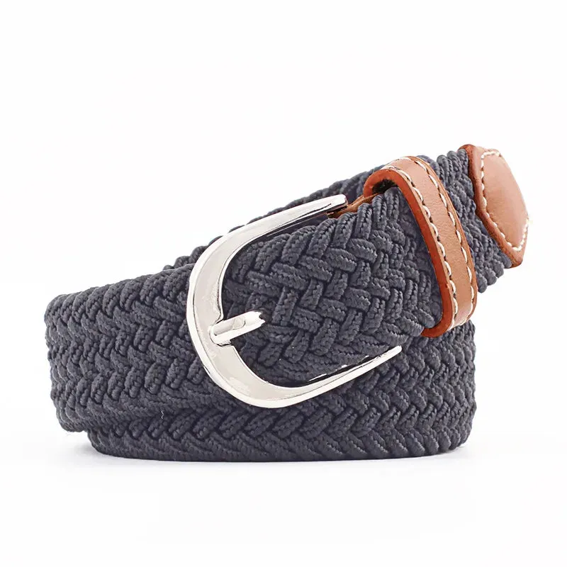 2.5cmx100cm Universal Needle Buckle Belt for Men and Women Canvas Elastic Jeans Belts Young Student Woven Canvas Thin Waistband