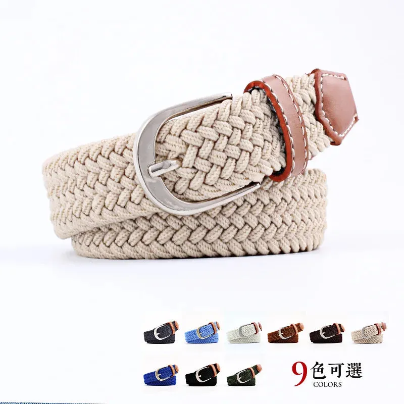 2.5cmx100cm Universal Needle Buckle Belt for Men and Women Canvas Elastic Jeans Belts Young Student Woven Canvas Thin Waistband