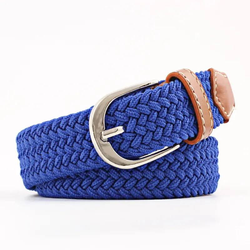 2.5cmx100cm Universal Needle Buckle Belt for Men and Women Canvas Elastic Jeans Belts Young Student Woven Canvas Thin Waistband