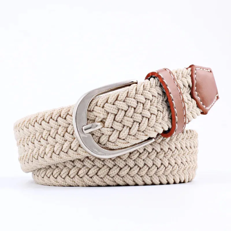 2.5cmx100cm Universal Needle Buckle Belt for Men and Women Canvas Elastic Jeans Belts Young Student Woven Canvas Thin Waistband