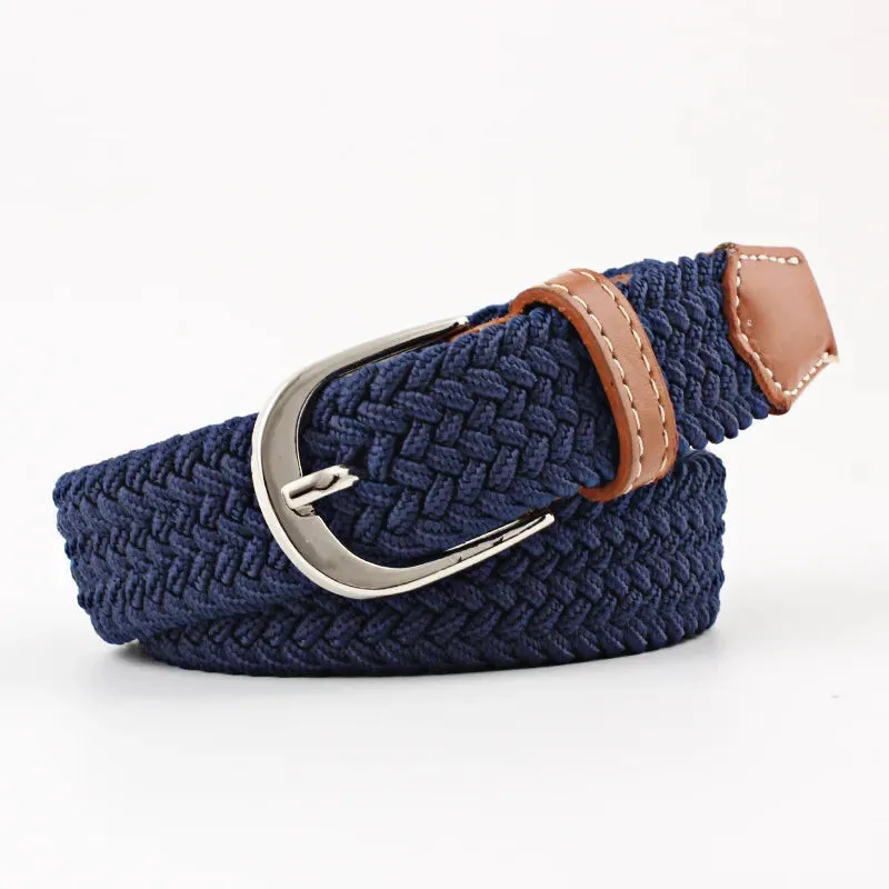 2.5cmx100cm Universal Needle Buckle Belt for Men and Women Canvas Elastic Jeans Belts Young Student Woven Canvas Thin Waistband