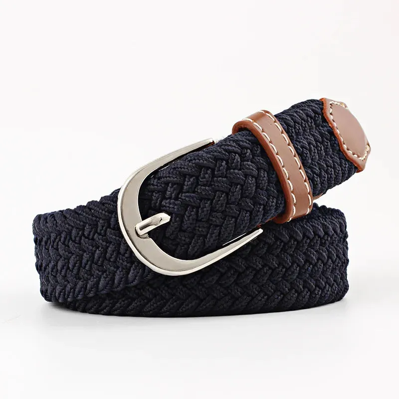 2.5cmx100cm Universal Needle Buckle Belt for Men and Women Canvas Elastic Jeans Belts Young Student Woven Canvas Thin Waistband