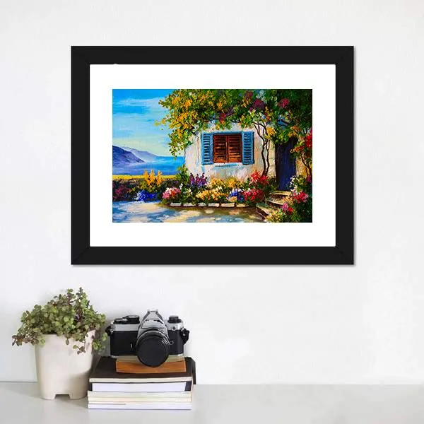 Abstract House Near The Sea Canvas Wall Art