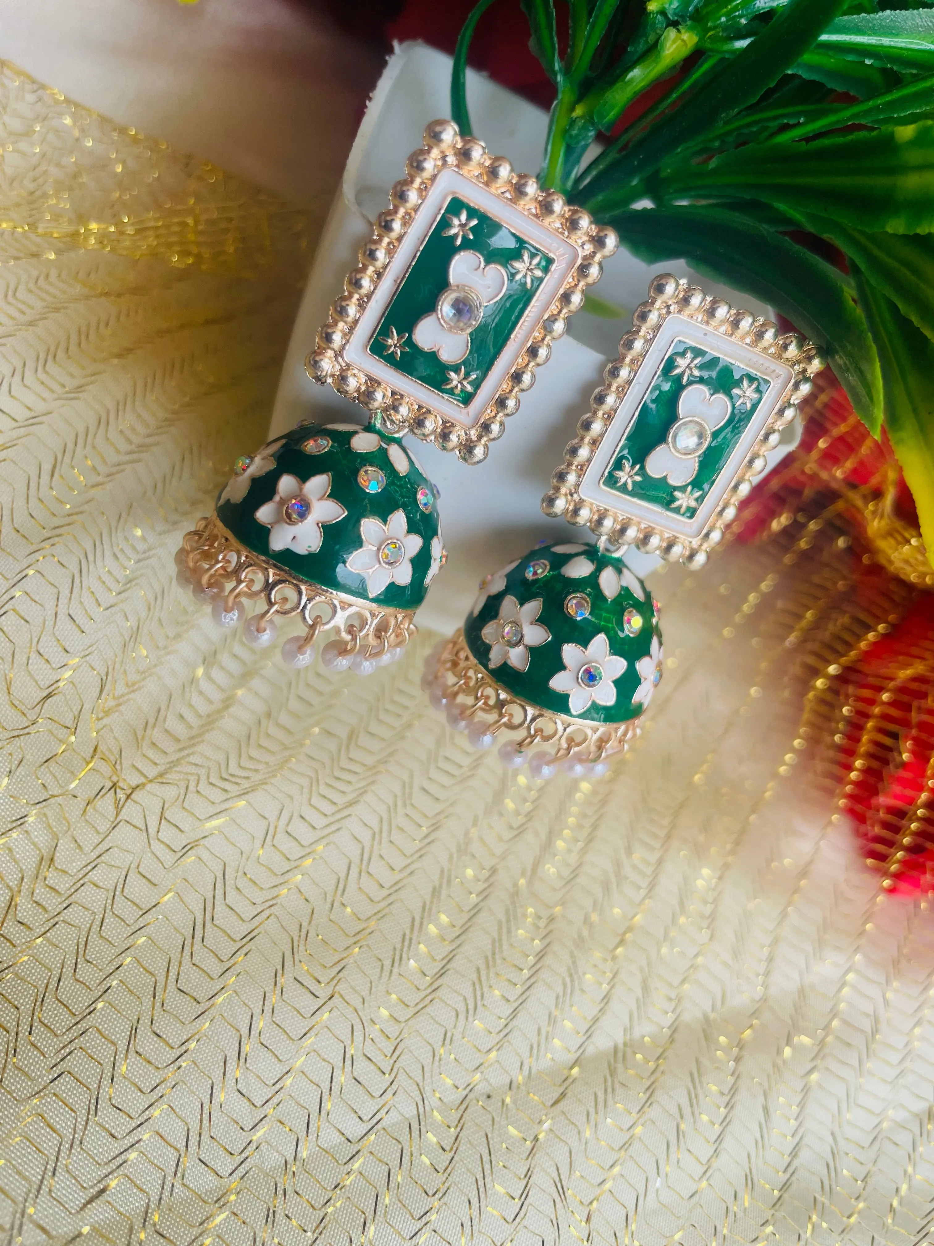 ARTHI GREEN JHUMKIS