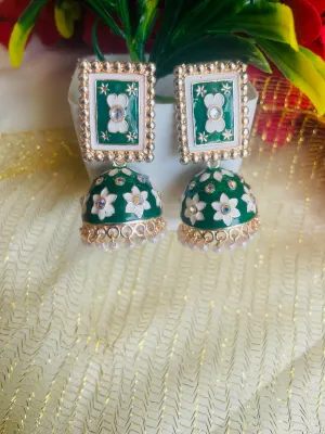 ARTHI GREEN JHUMKIS