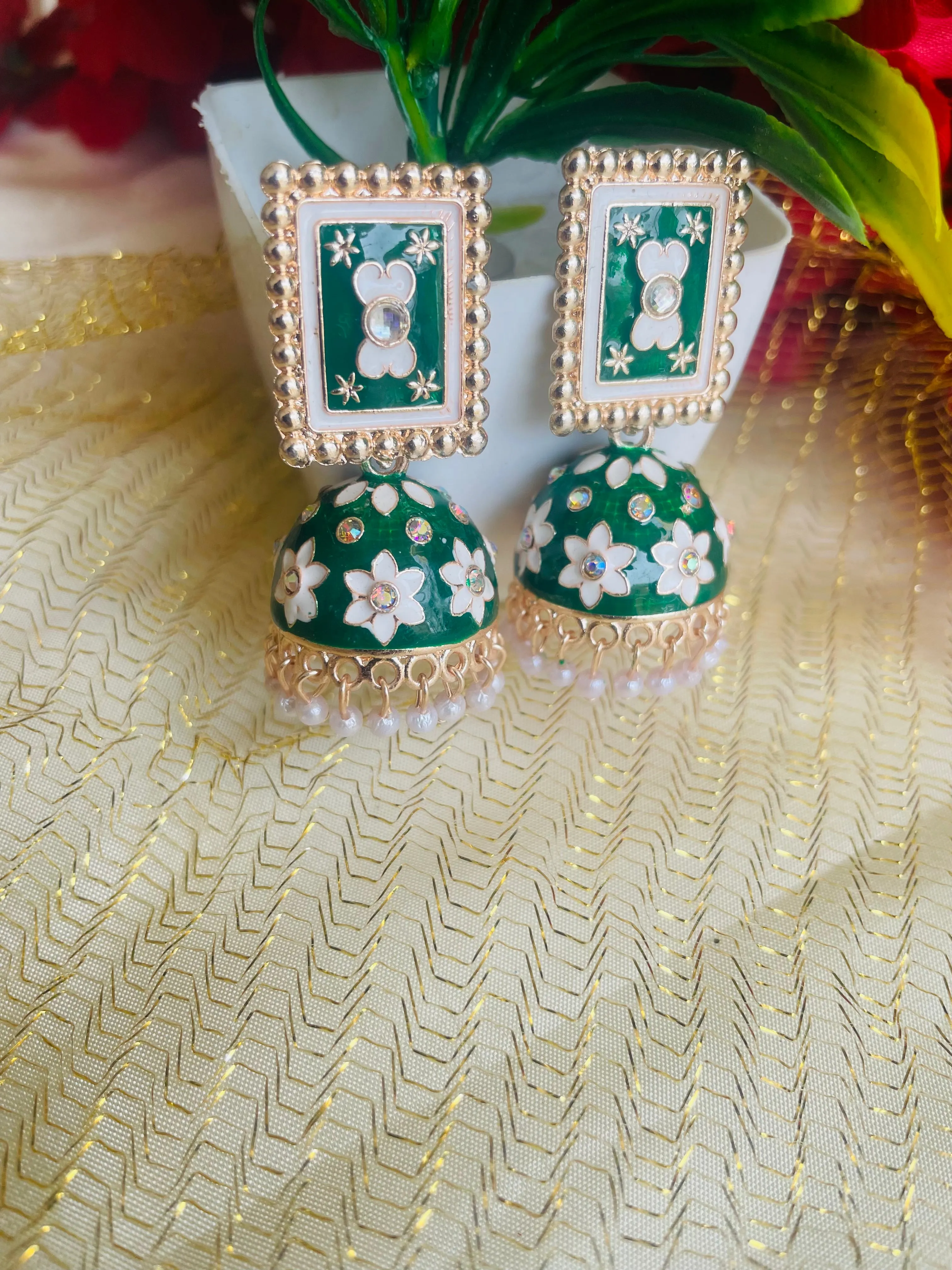 ARTHI GREEN JHUMKIS