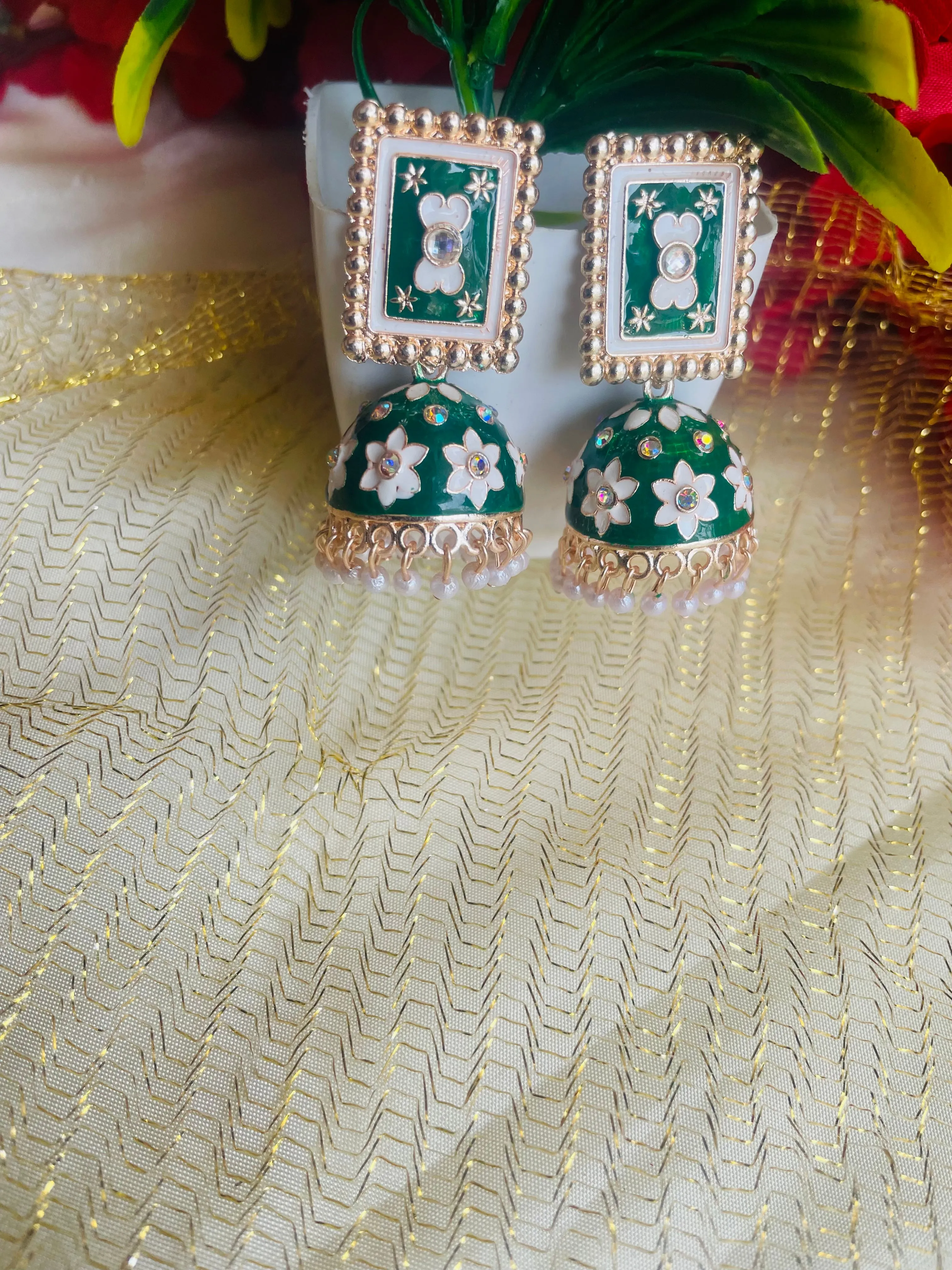 ARTHI GREEN JHUMKIS