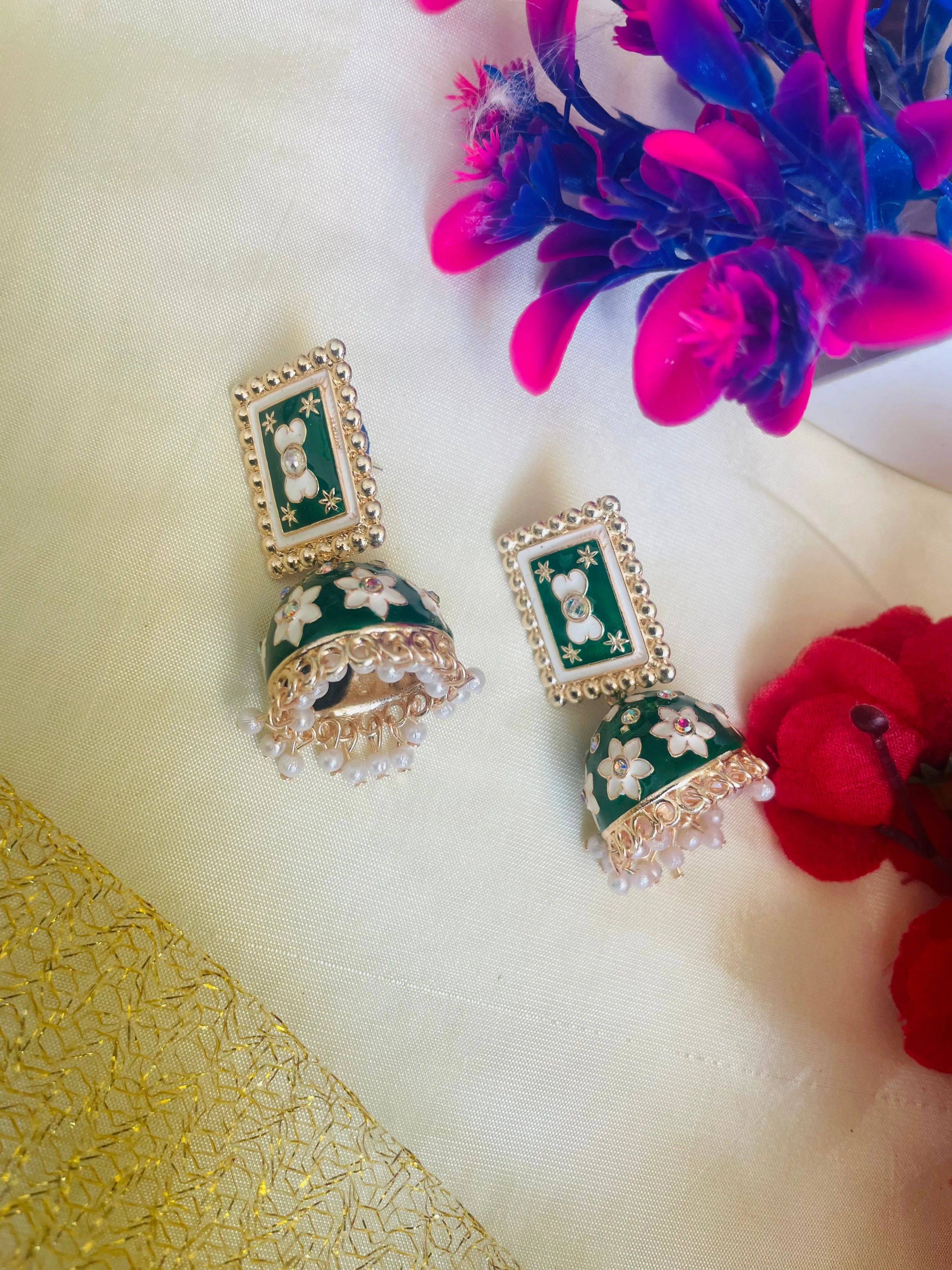 ARTHI GREEN JHUMKIS