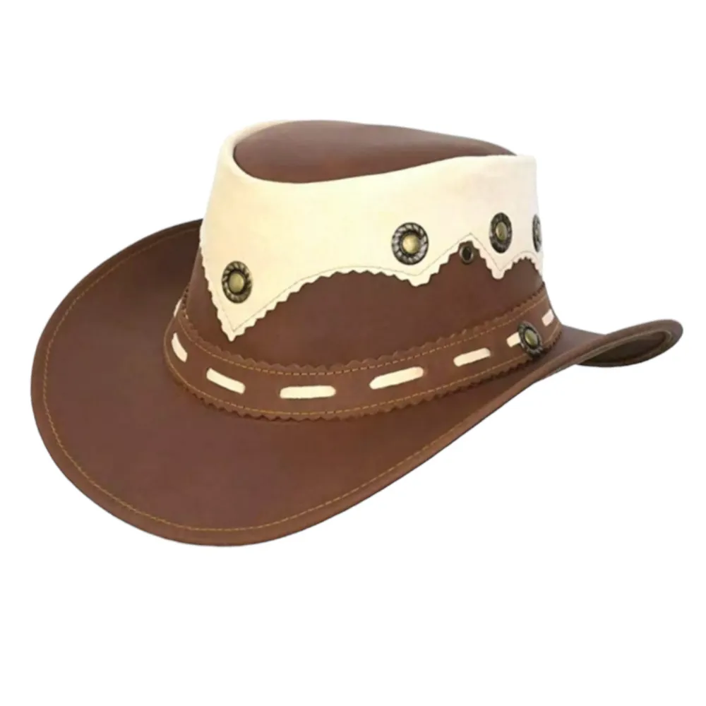 Artisan Tooled Crown Leather Cowboy Hat