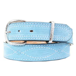 B1223 - Powder Blue Suede Belt