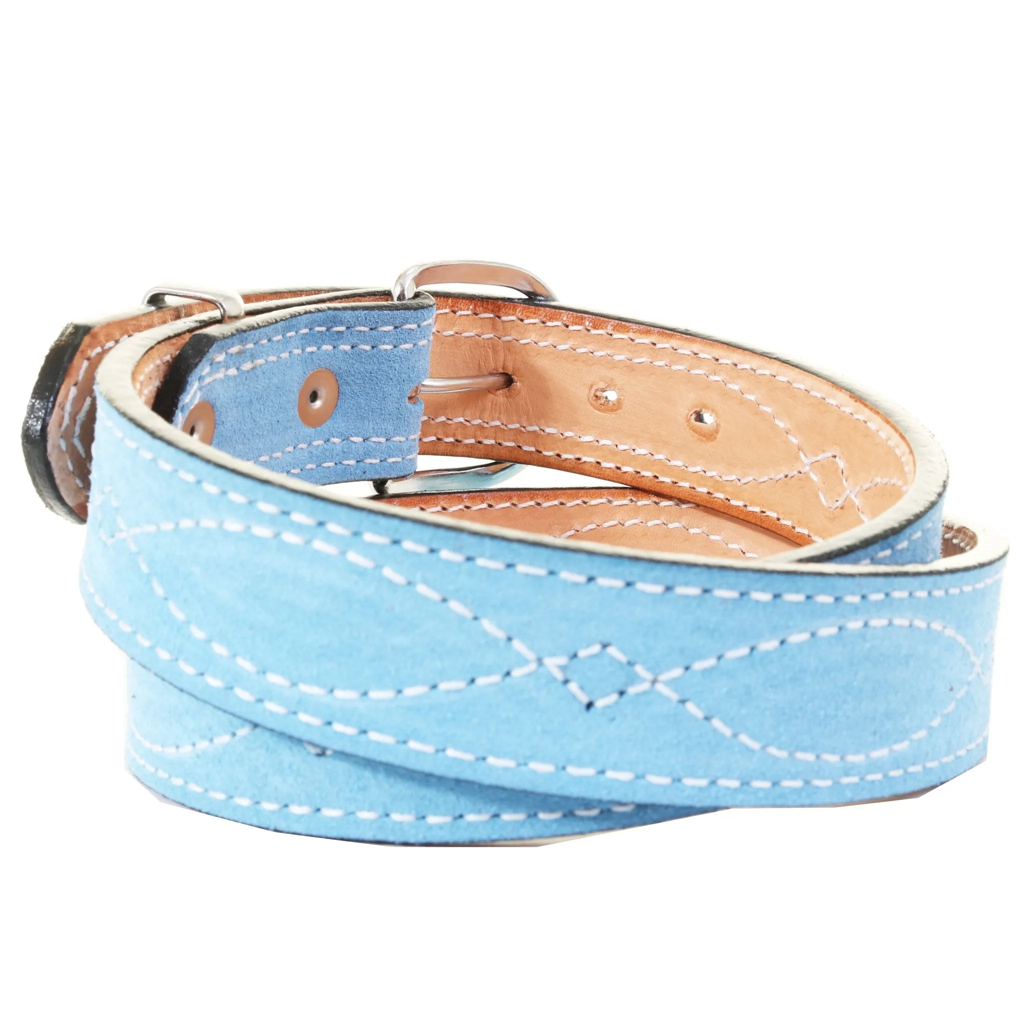 B1223 - Powder Blue Suede Belt