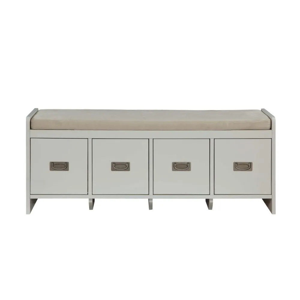 Berci - Bench - Beige Fabric & White