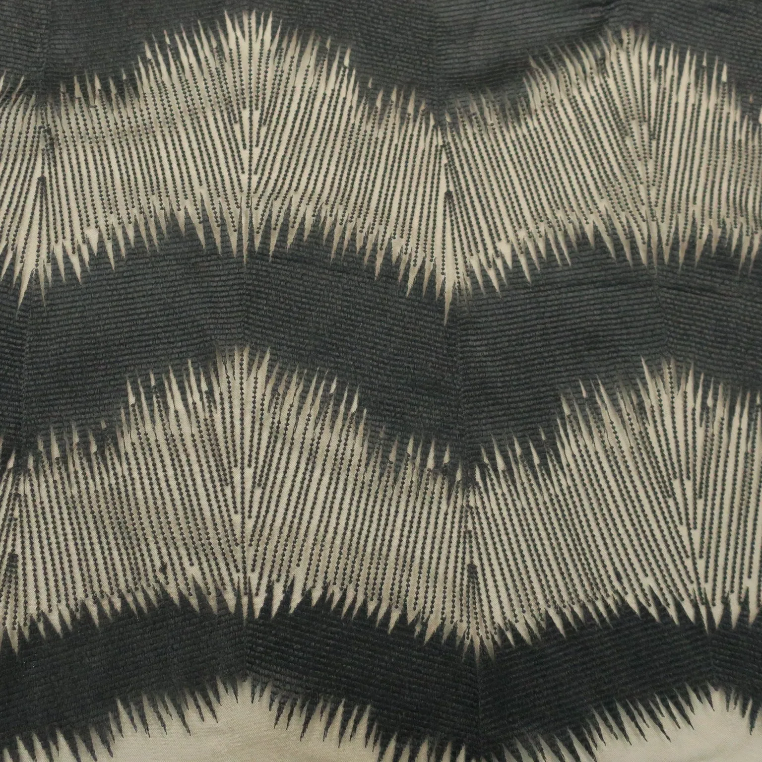 Black Abstract Embroidered Tulle Fabric