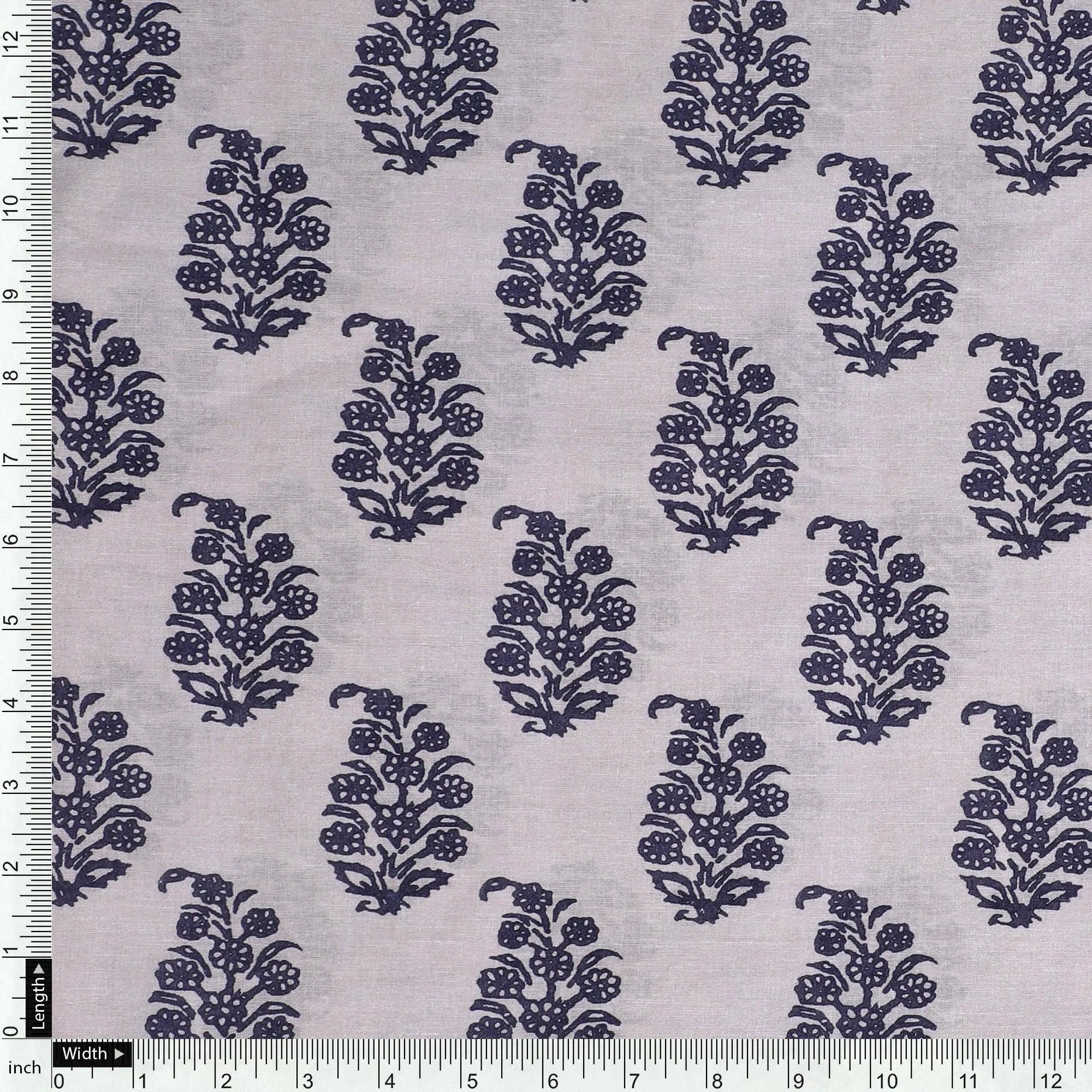 Block Print Motif Digital Printed Fabric - Pure Cotton