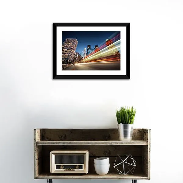 Blurred Bus Speeding Canvas Wall Art