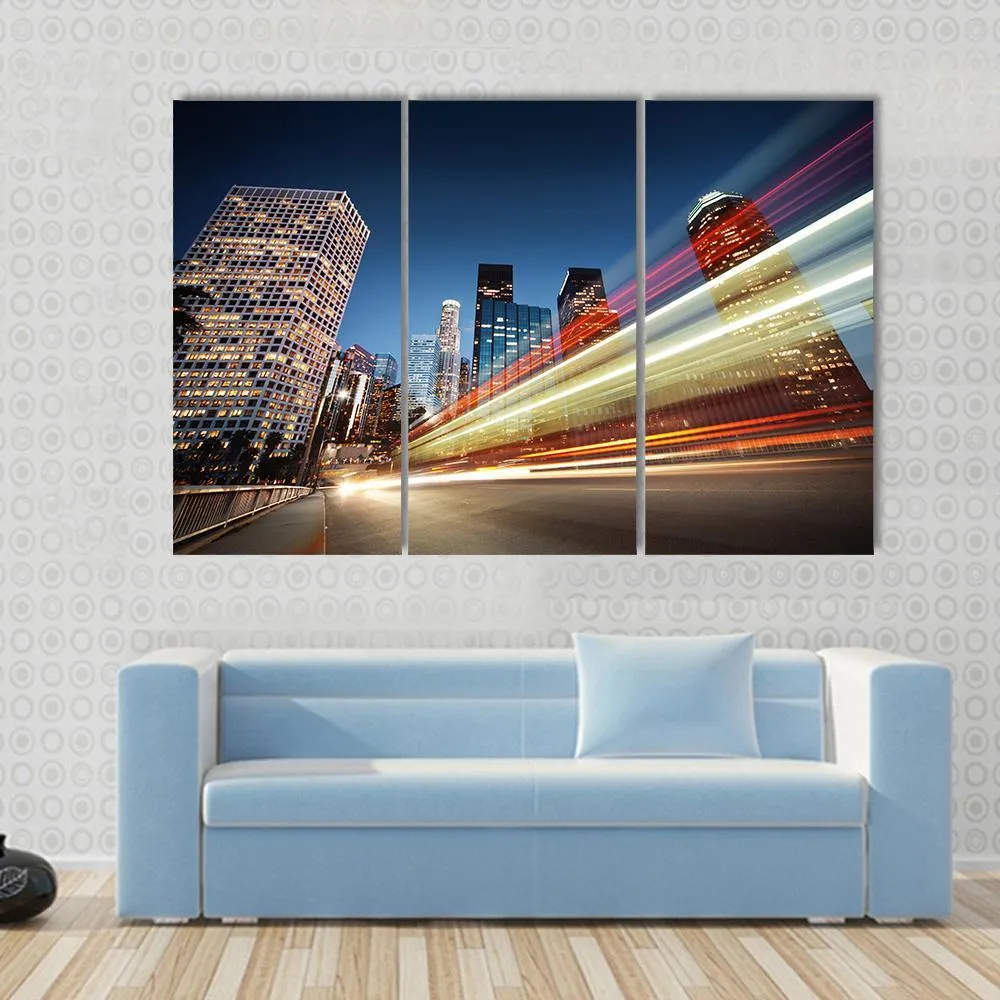 Blurred Bus Speeding Canvas Wall Art