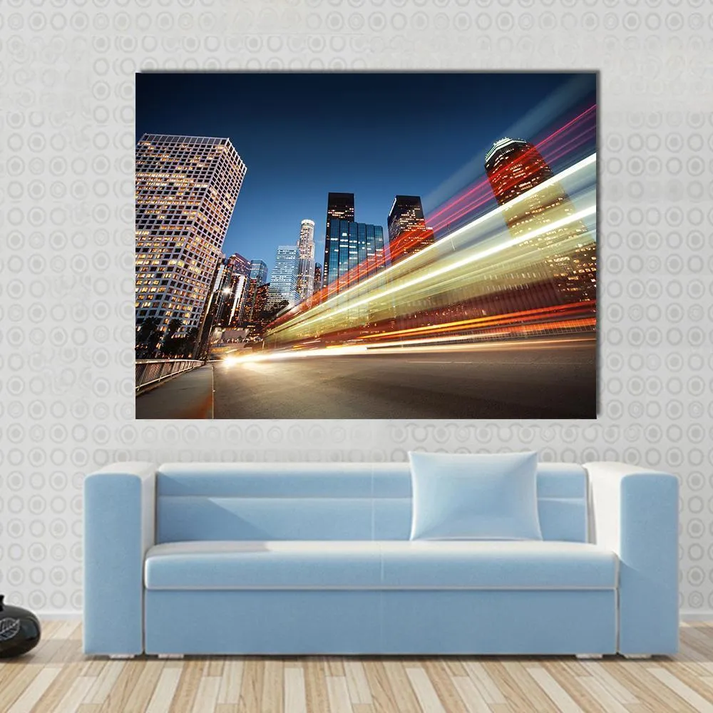 Blurred Bus Speeding Canvas Wall Art