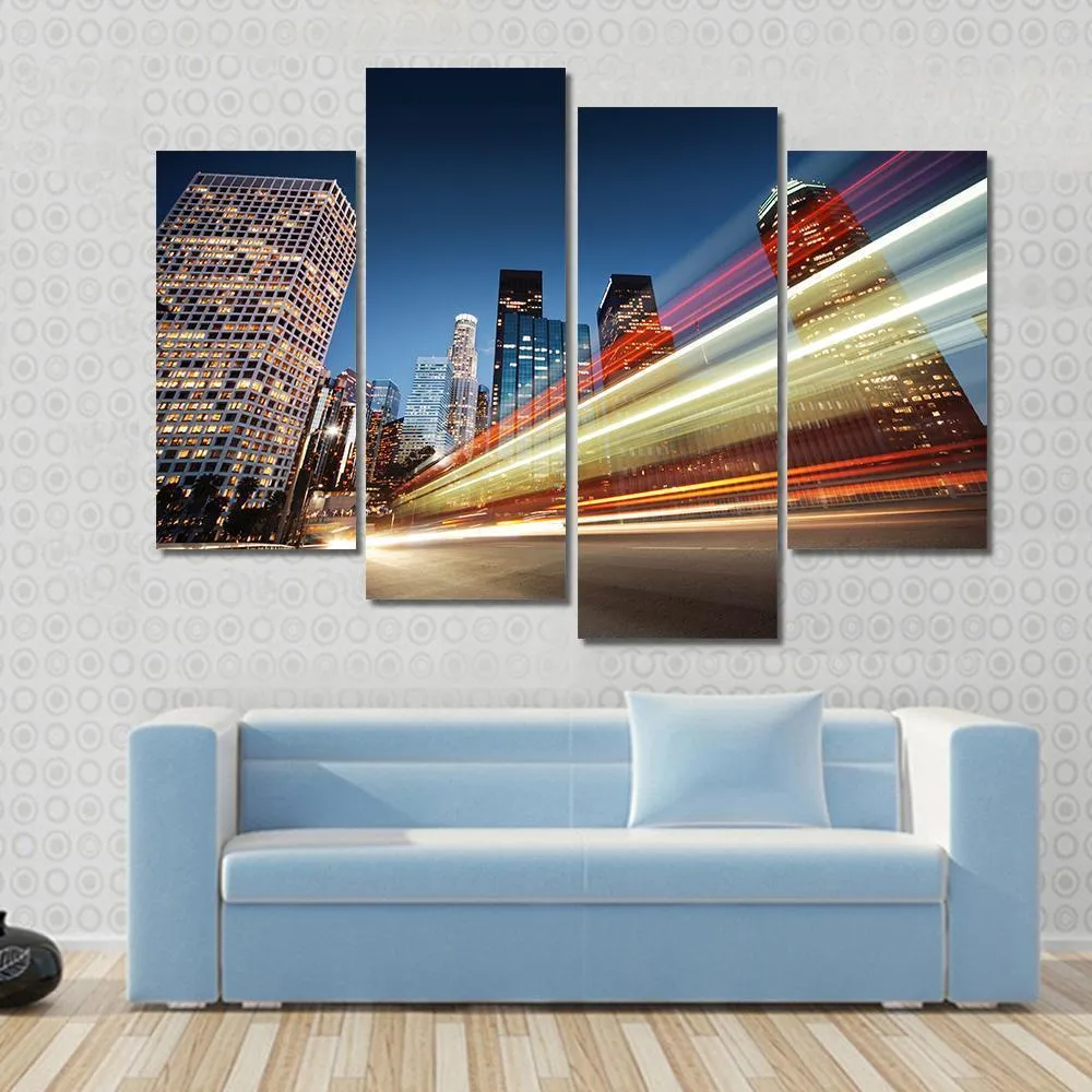 Blurred Bus Speeding Canvas Wall Art