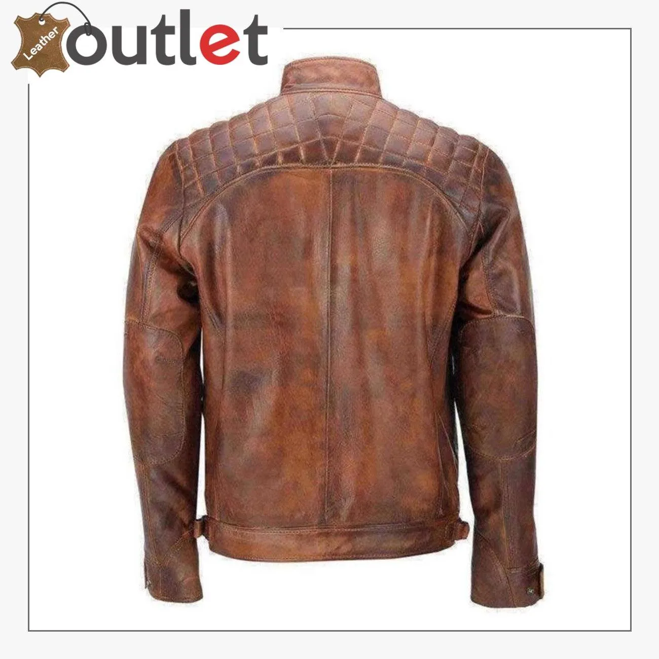 Cafe Racer Distressed Motorcycle Real Leather Jacket