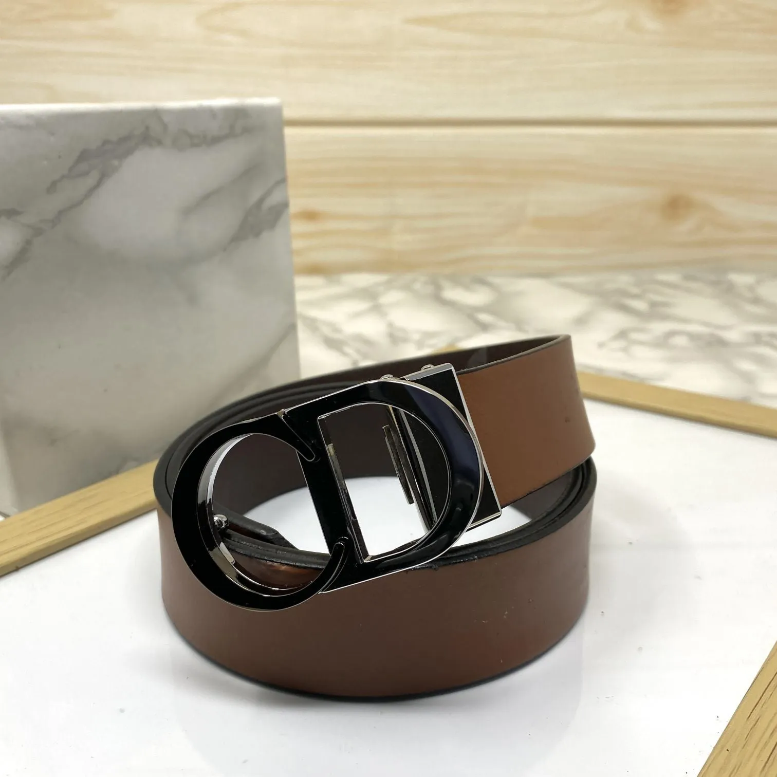 CD-Double Tone Leather Strap Belt-JonasParamount