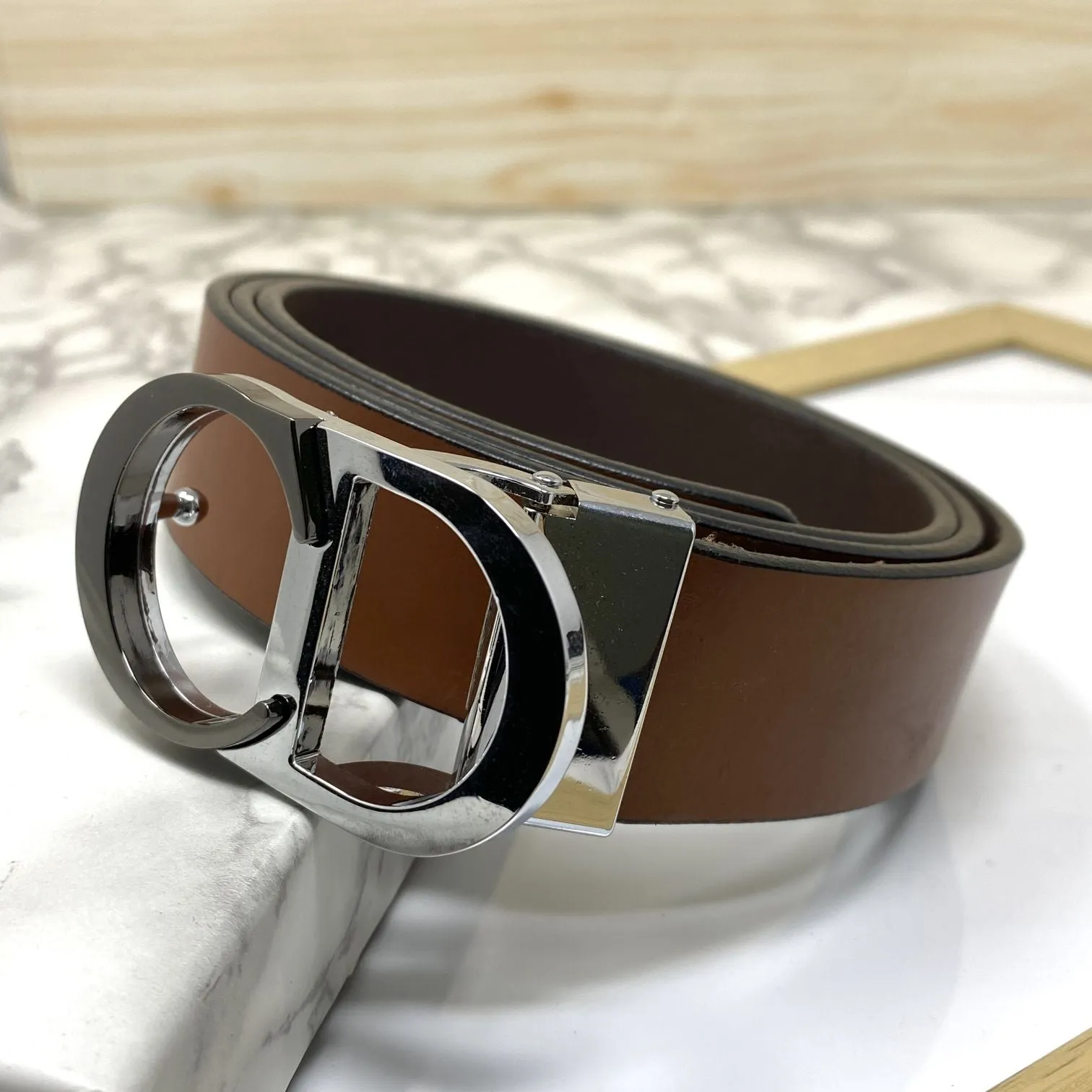 CD-Double Tone Leather Strap Belt-JonasParamount