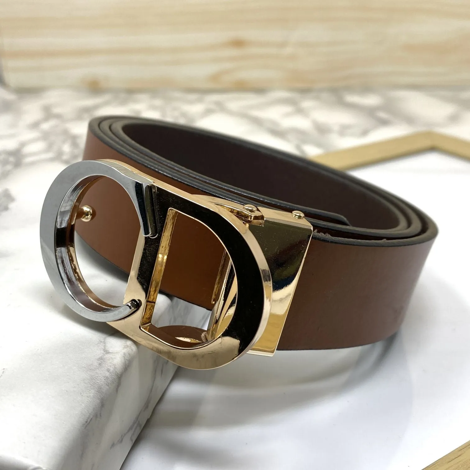 CD-Double Tone Leather Strap Belt-JonasParamount