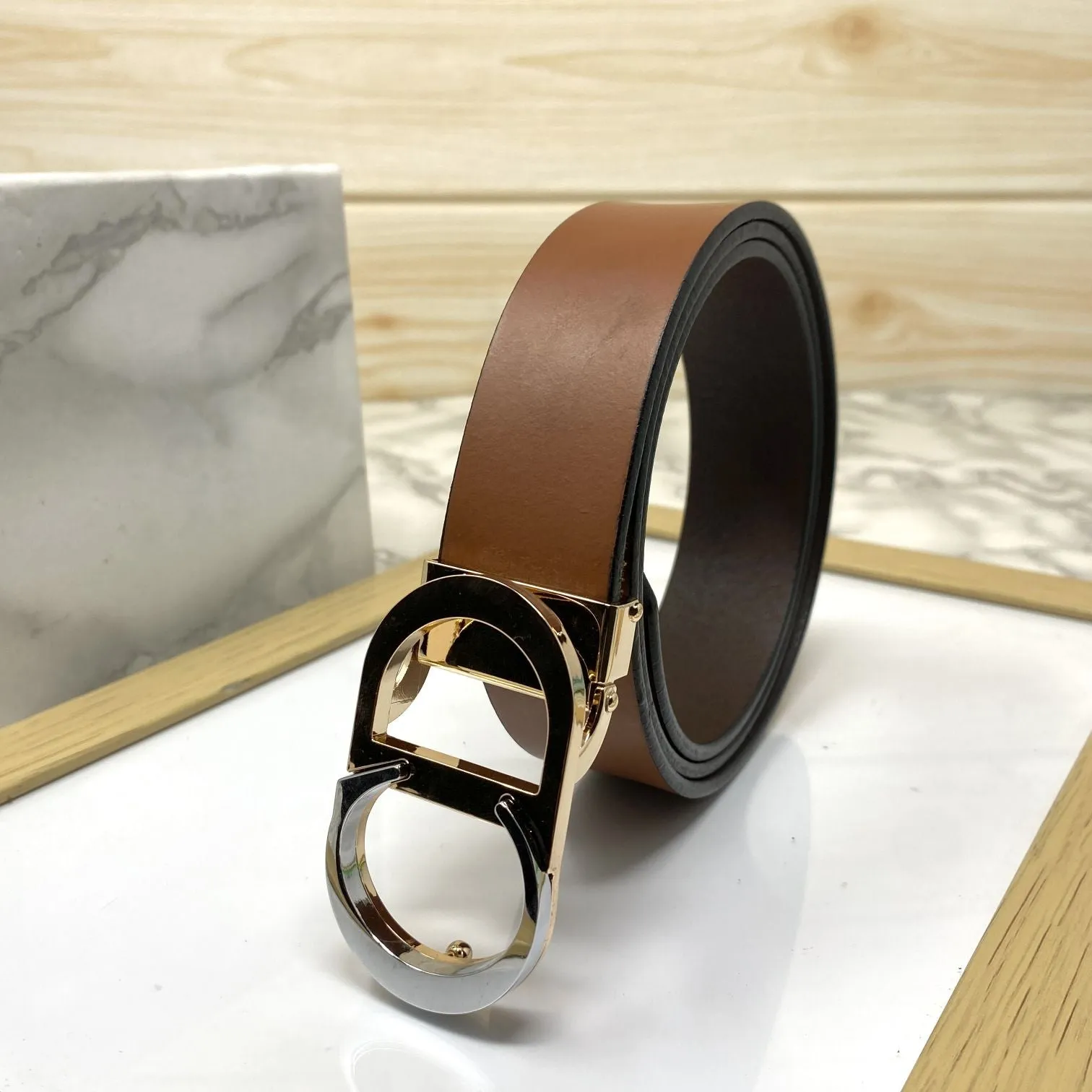 CD-Double Tone Leather Strap Belt-JonasParamount