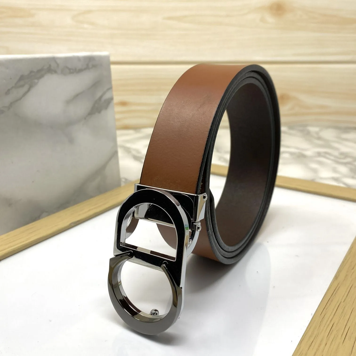 CD-Double Tone Leather Strap Belt-JonasParamount