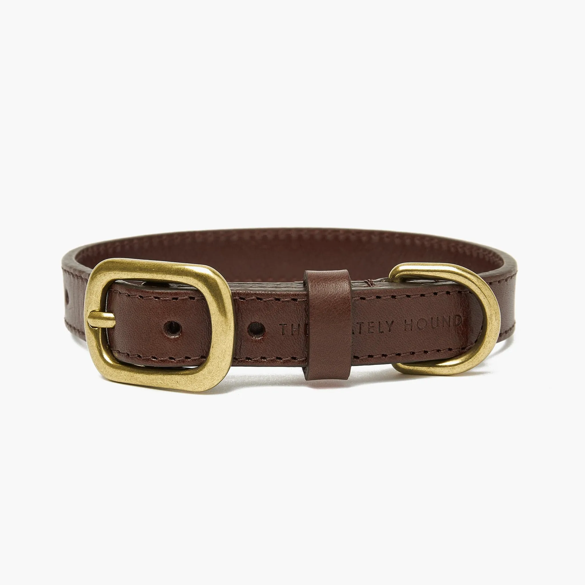 Chocolate Brown Leather Dog Collar – Durable & Stylish