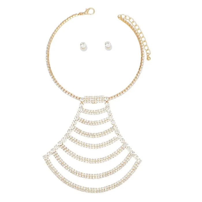 Choker Pave Draped Pendant Set for Women