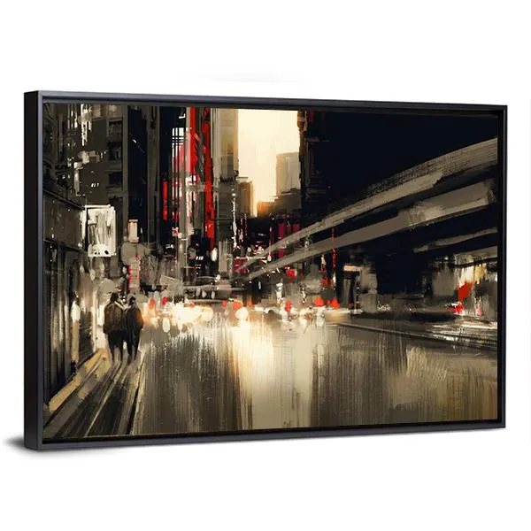 City Street illustration Canvas Wall Art