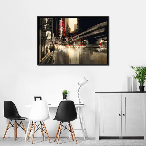 City Street illustration Canvas Wall Art