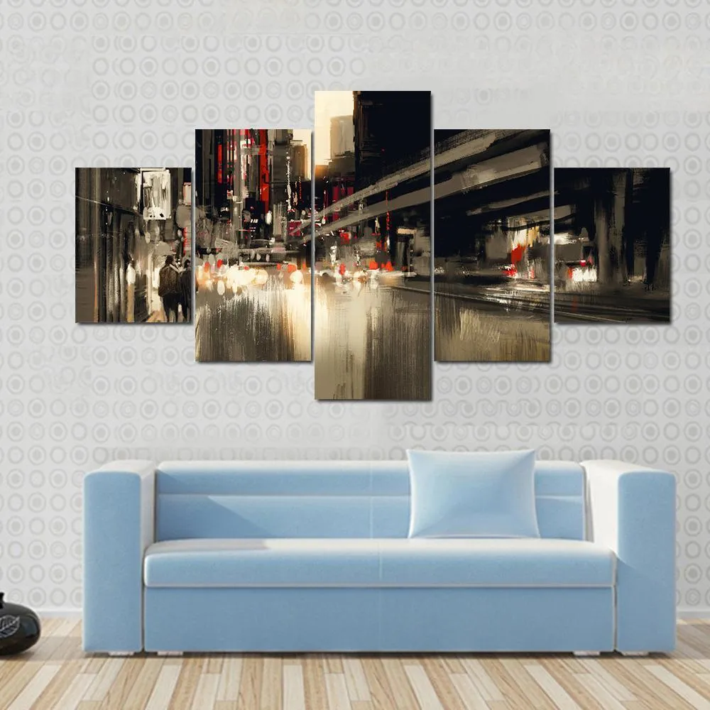 City Street illustration Canvas Wall Art