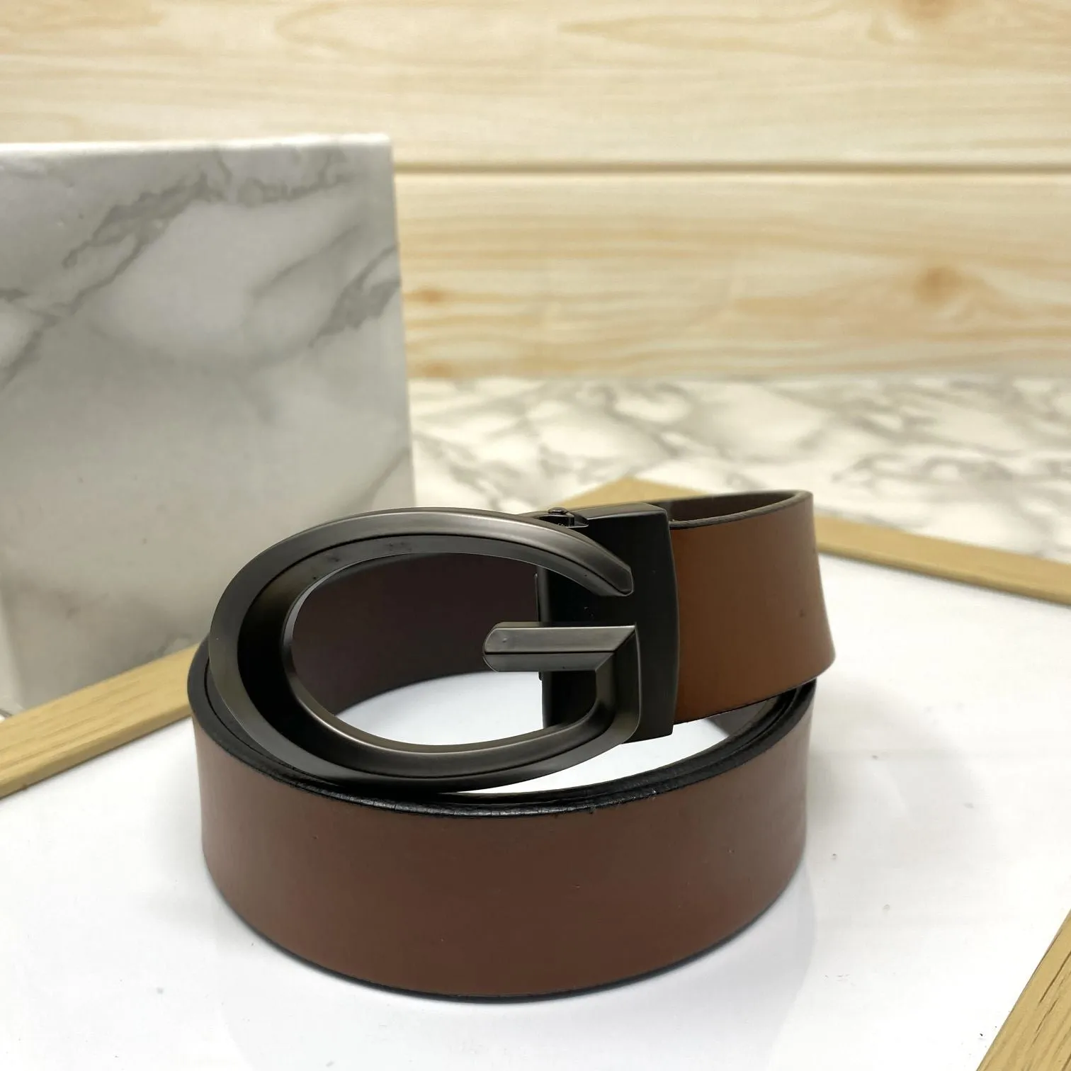 Classic G-Pattern Formal and Casual Leather Strap Belt -JonasParamount