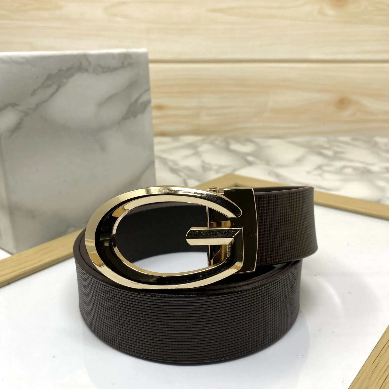 Classic G-Pattern Formal and Casual Leather Strap Belt -JonasParamount