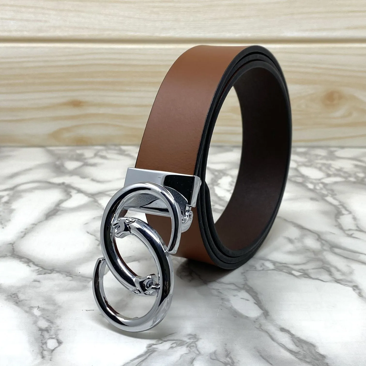 Classic Jaguar Design Leather Strap Belt-JonasParamount