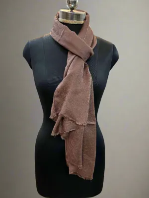 Coffee Brown Self-Weave Luxurious Pure Pashmina Scarf