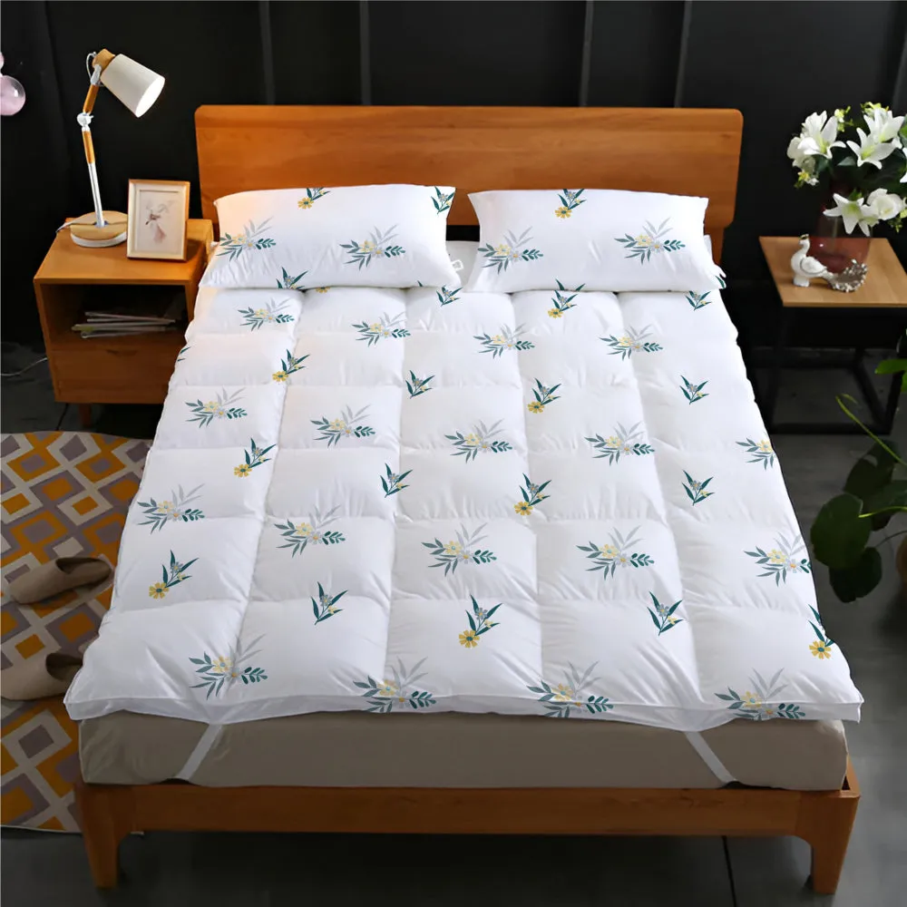 Cotton Home 3-piece Set Printed Cotton Mattress Topper with 2 Pillow cover Floral