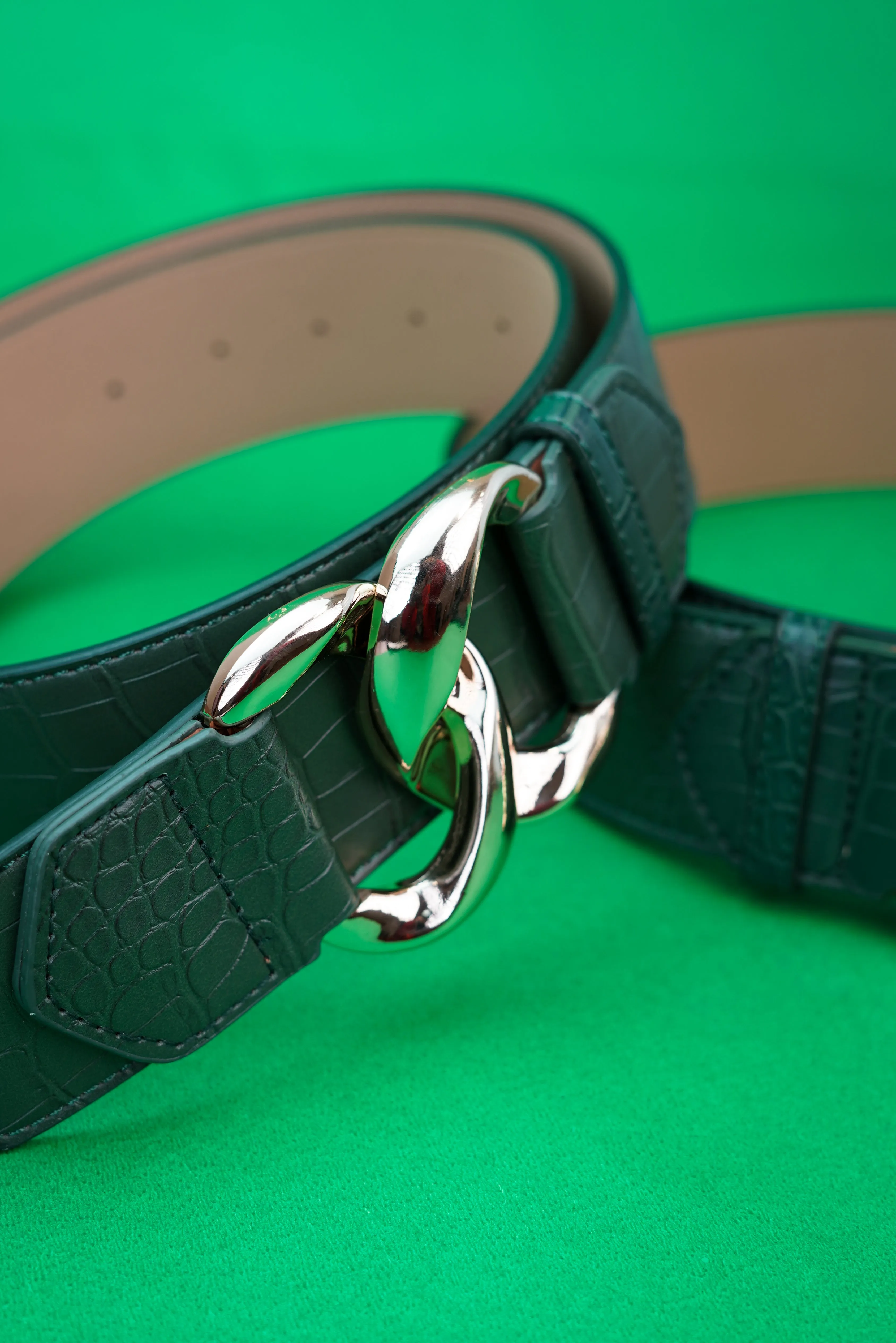 Crocodile Texture Leather Belt