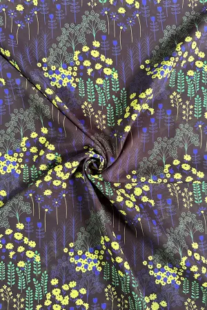 Dark Blue Floral Printed Georgette Fabric