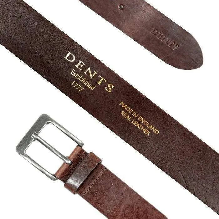 Dents Heritage Pewter Buckle Full-Grain Leather Belt - Brown