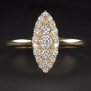 DIAMOND NAVETTE RING 1/2 CARAT VINTAGE STYLE COCKTAIL ENGAGEMENT MARQUISE GOLD