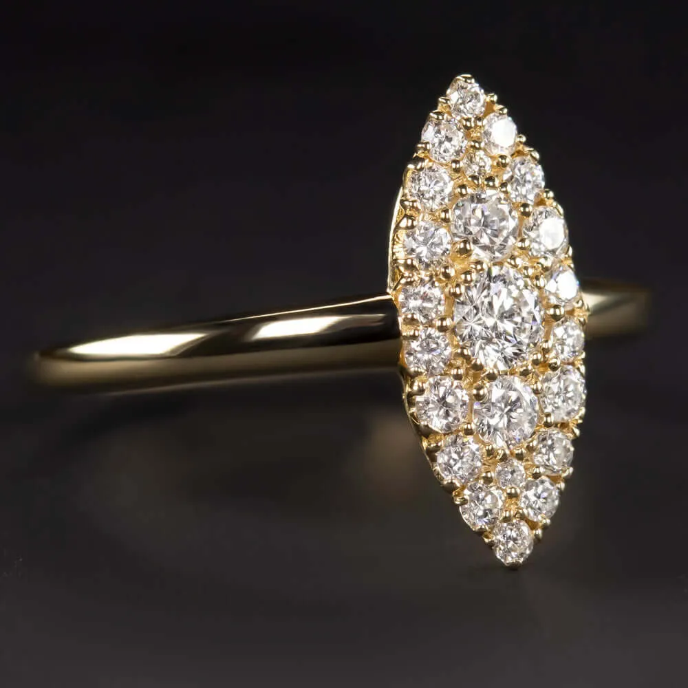 DIAMOND NAVETTE RING 1/2 CARAT VINTAGE STYLE COCKTAIL ENGAGEMENT MARQUISE GOLD